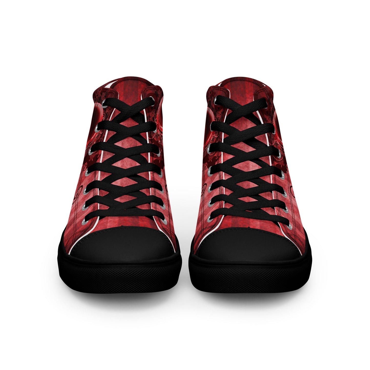 Gothic Skull and Heart Women’s High Top Canvas Shoes