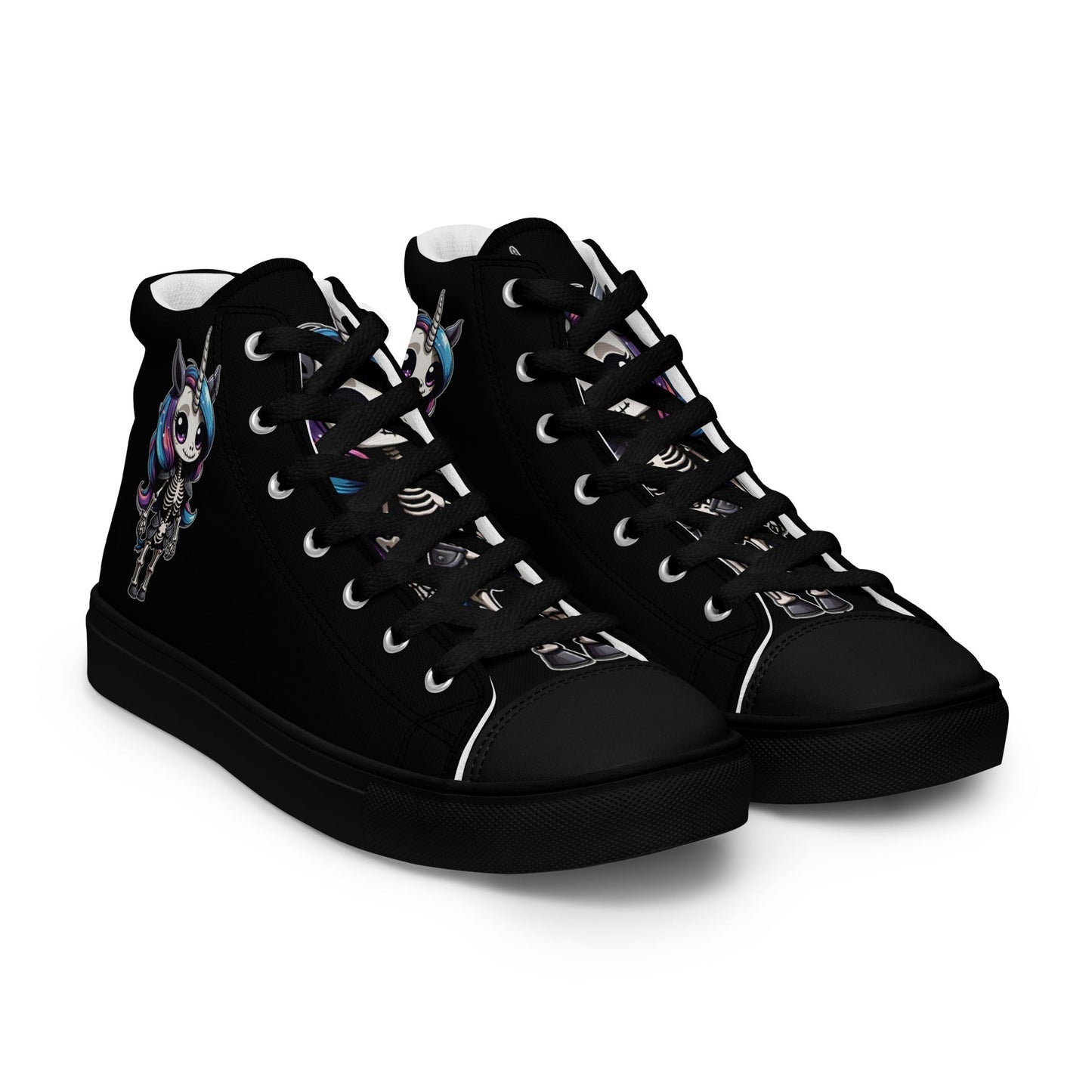 Skeleton Unicorn Women’s High Top Canvas Shoes