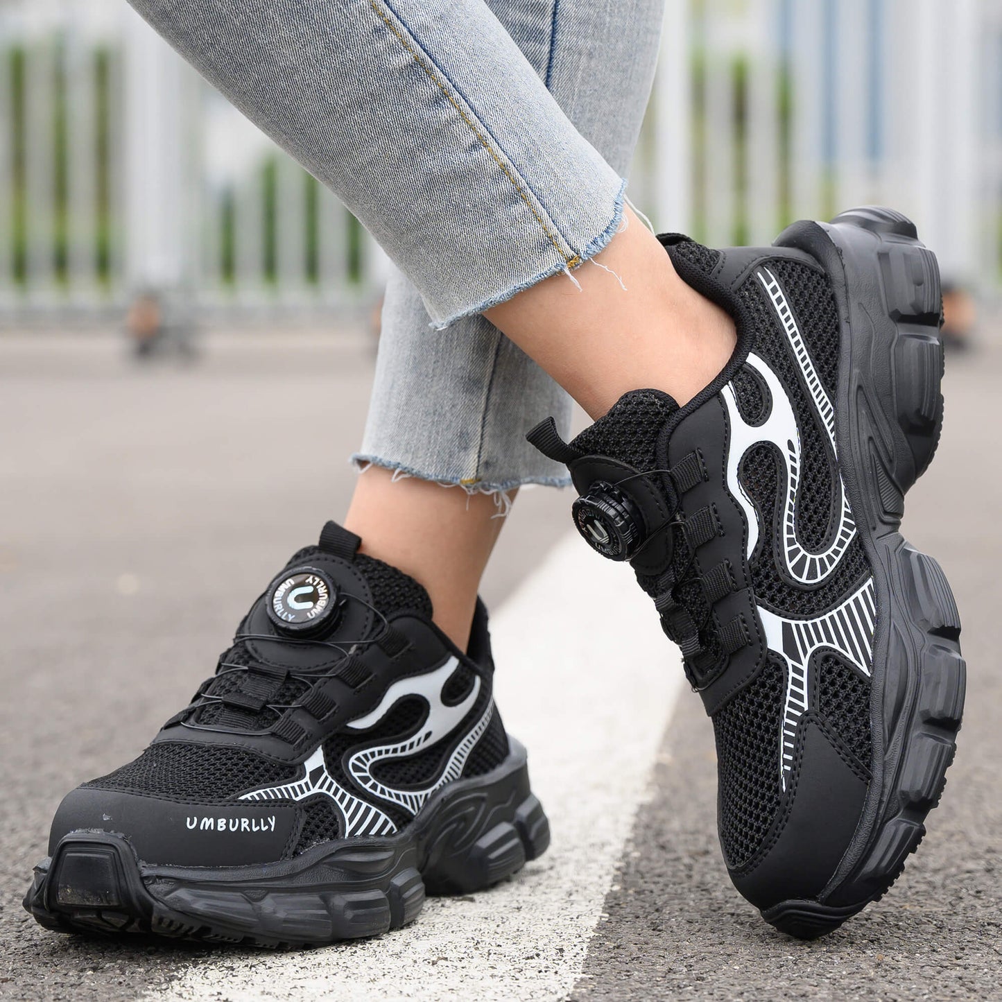 Women's Steel Toe Knob-Lacing Work Sneakers