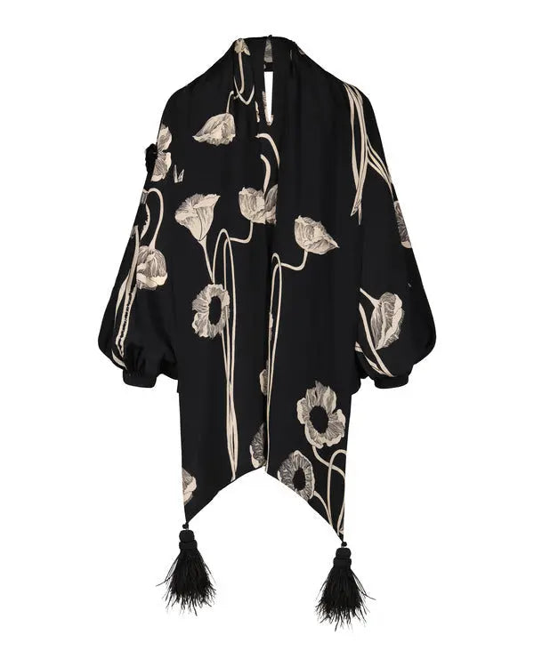 Beyond The Gates 2025 Tamara Tunie Black Floral Tassel Top