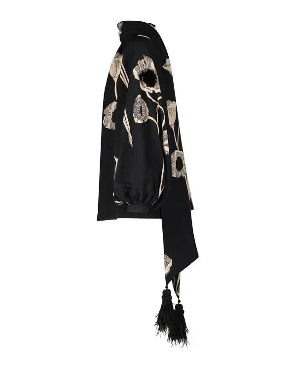 Beyond The Gates 2025 Tamara Tunie Black Floral Tassel Top
