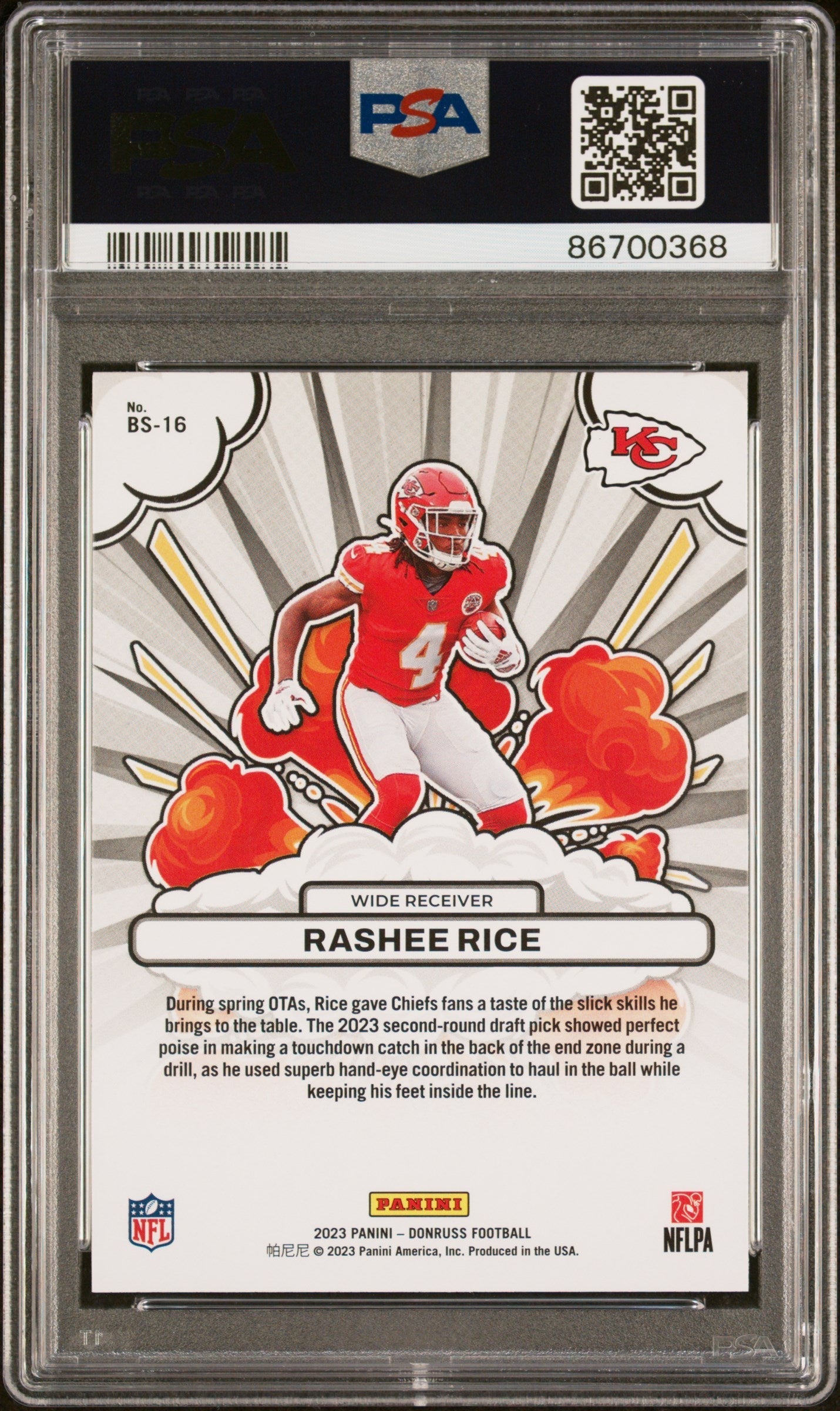Graded 2023 Panini Donruss Rashee Rice #BS16 Bomb Squad Rookie RC Football Card PSA 10 Gem Mint