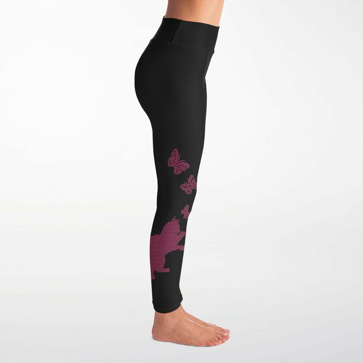 Kitty Butterfly Rhinestone Leggings with Pockets