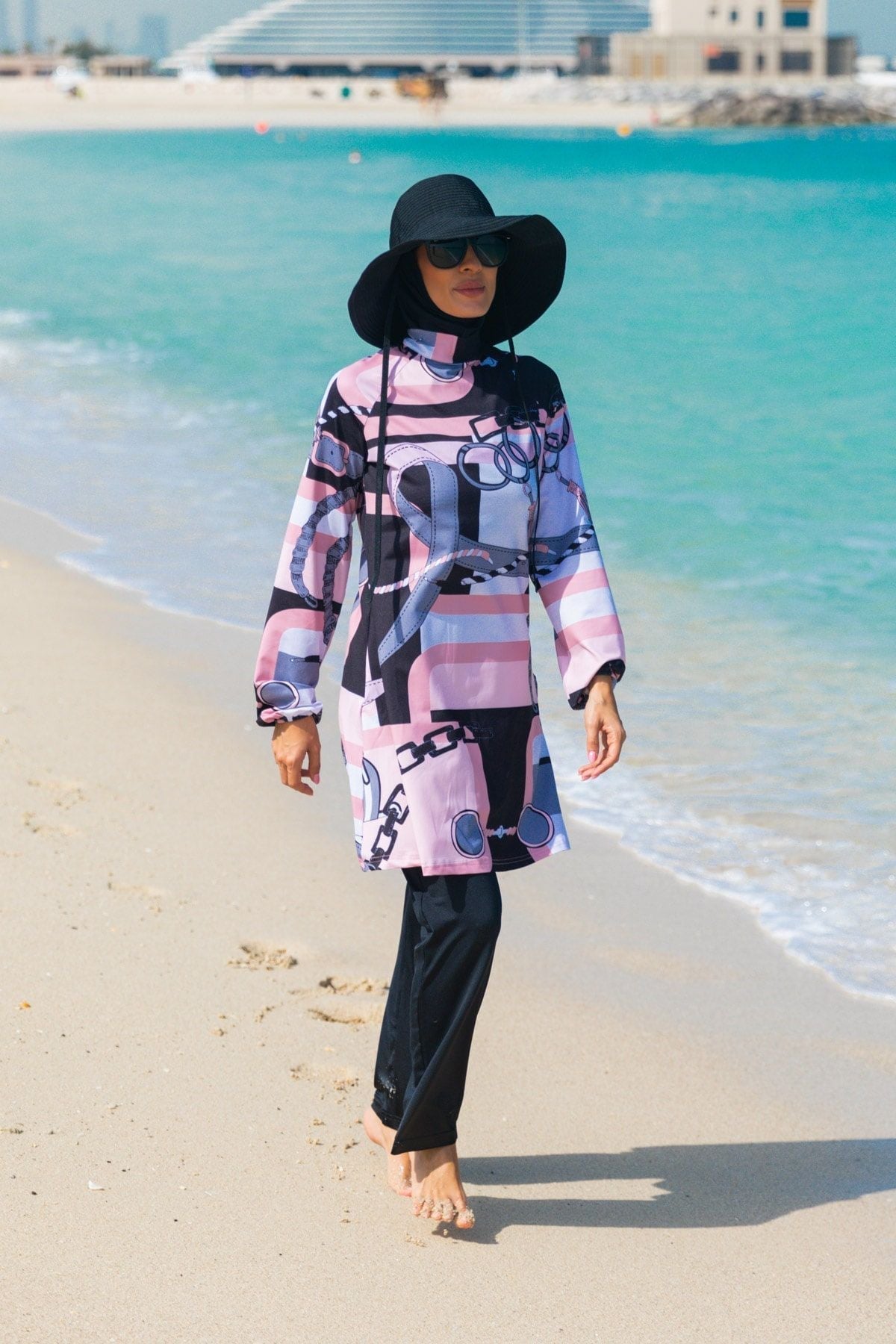 Lycra Black Burkini Modest Swimwear M2315-1