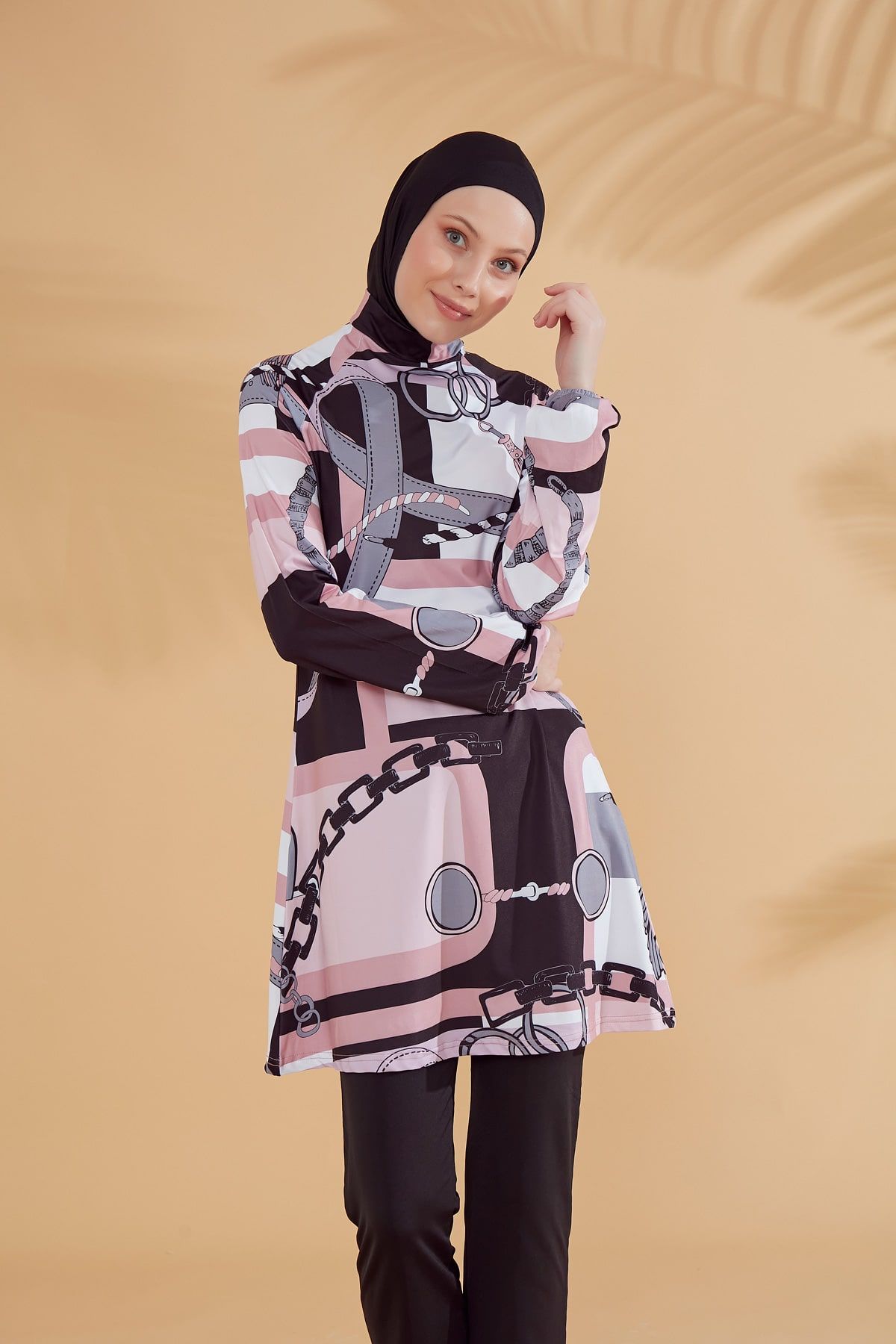 Lycra Black Burkini Modest Swimwear M2315-1