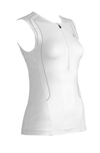 CW-X Women's Ventilator Web Tri Top, White (Medium) - Triathlete Store