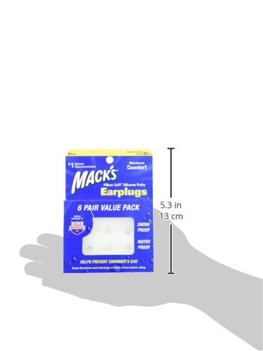 Mack's Silicone Earplugs - White - 6 pair