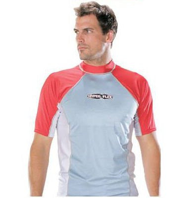 Loose Fit Rash Guard / Surf Shirt (UNISEX) - RED/SILVER/WHITE (XS, S)