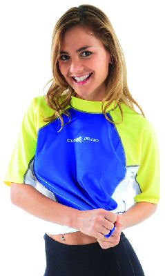 Loose Fit Rash Guard / Surf Shirt (UNISEX) - BLUE/YELLOW/WHITE (XS, S)