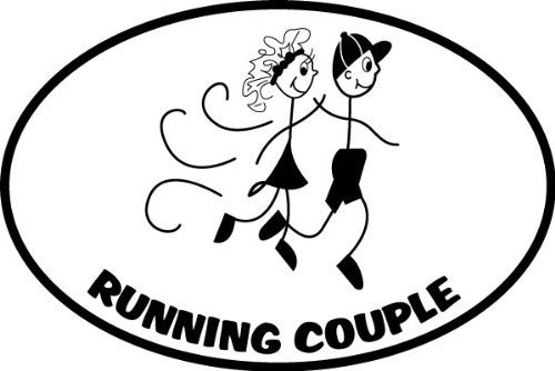 The Running Couple Sticker (Stick Figures) - Set of 4