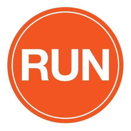 RUN Sticker - 4" Circle (Orange, Set of 4)