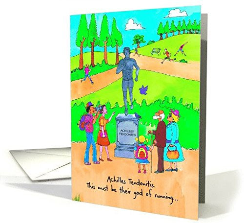 Far Gone Greetings Get Well - Achilles Tendonitis : Running Statue card