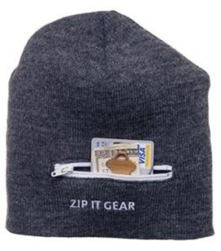 Zip It Gear Beanie Cap with a Zippered Pocket