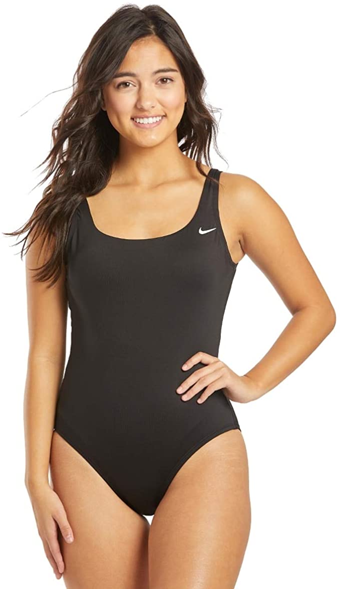 Nike Solid Poly Lingerie Tank One Piece Swimsuit, Black (Size 28)