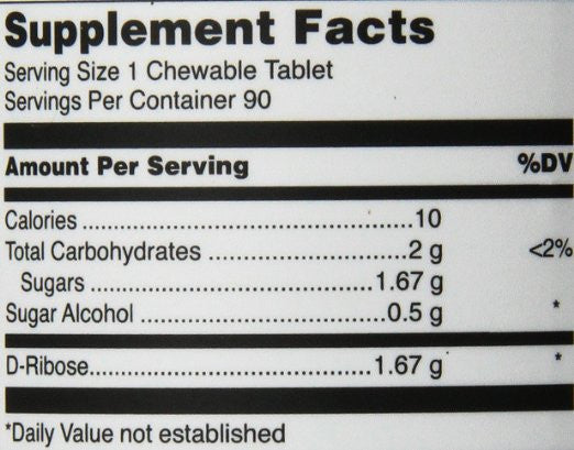 Klean Endurance D-Ribose Chewable Tablets, Orange/Vanilla, 90 Count