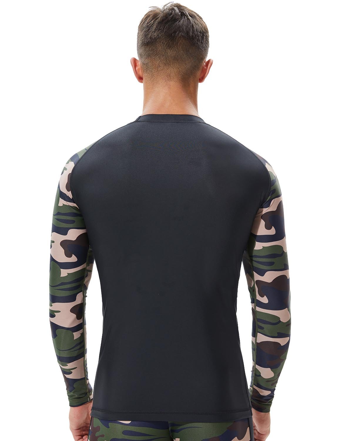 SEOBEAN TAUWELL Men's Long Sleeve Rash Guard Swimwear Surfing Shirt (Camo)