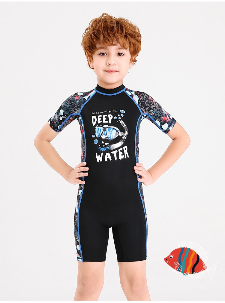 Kids Thermal Lycra Wetsuit / Swimsuit Shorty (with Back Zipper)