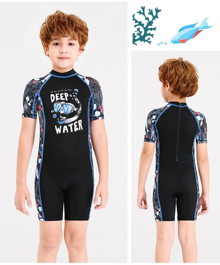 Kids Thermal Lycra Wetsuit / Swimsuit Shorty (with Back Zipper)