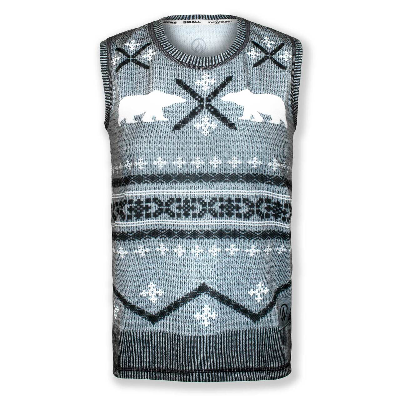 INKnBURN Men's Polar Bear Sleeveless Sweater Vest Tech Shirt (X-Large)