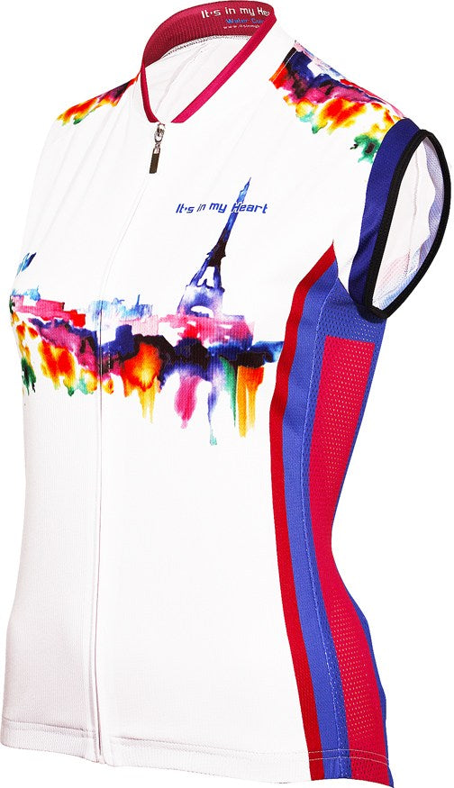 Paris Watercolors Women's Sleeveless Cycling Jersey (M, XL)