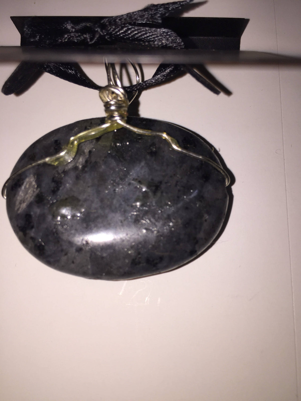 Stone Pendant - Bicycle - Charcoal Colored Stone