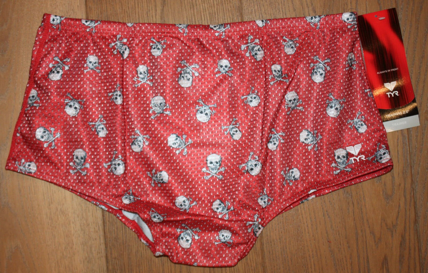 TYR Men's Trainer - Red with Skulls (Size 28) - Triathlete Store