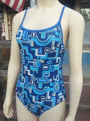 TS Swim Men's Swim Brief (Water Polo Cut) - Blue Geo Print (24, 26)