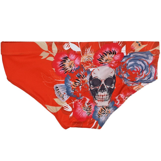 Skull Floral Men's Waterpolo Swim Brief