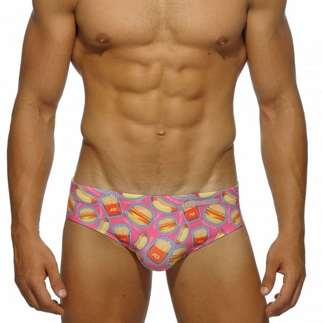 Burgers & Fries Men's Swim Brief (Pink) M, L, XL, 2XL