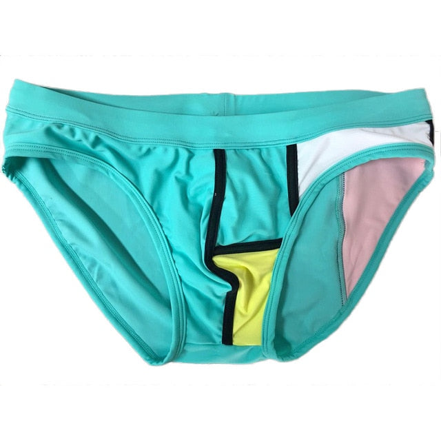 Patchwork Men's Low Waist Swim Brief Men Brief With Pad