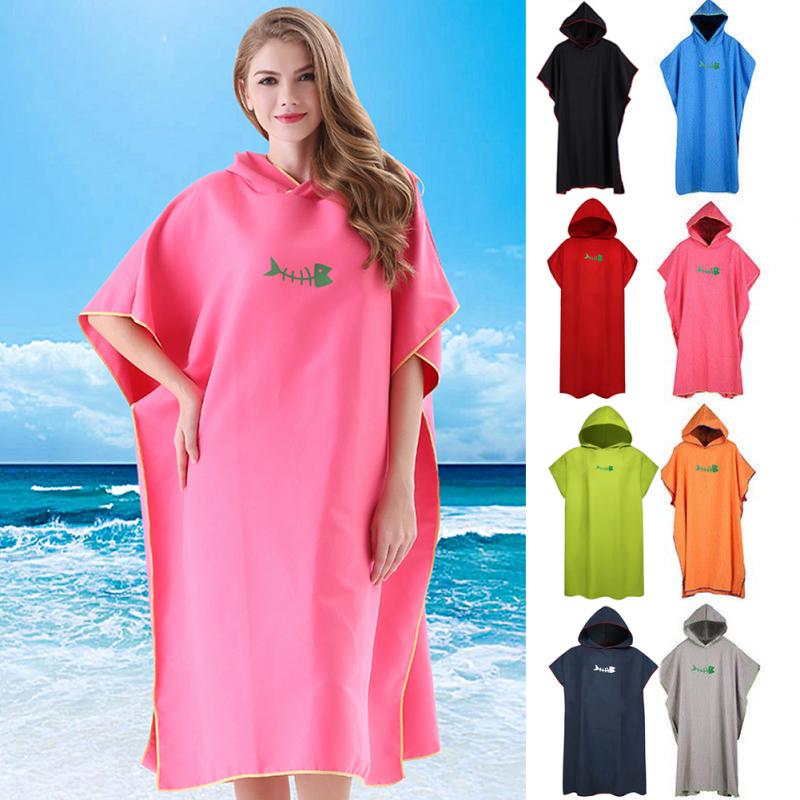 Unisex Change Robes Poncho Quick-dry Hooded Towel Sweat-absorbent