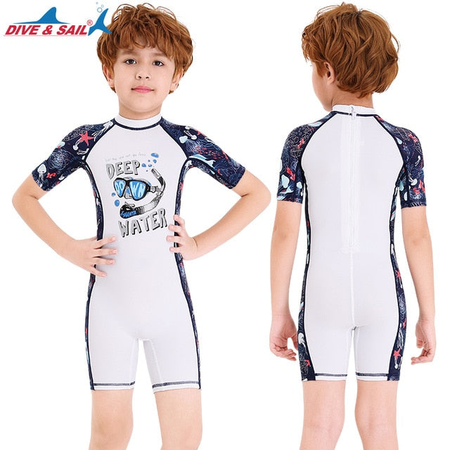Kids Thermal Lycra Wetsuit / Swimsuit Shorty (with Back Zipper)