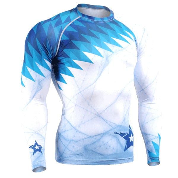 Life on Track Men's Long Sleeved Rashguard (White/Blue)