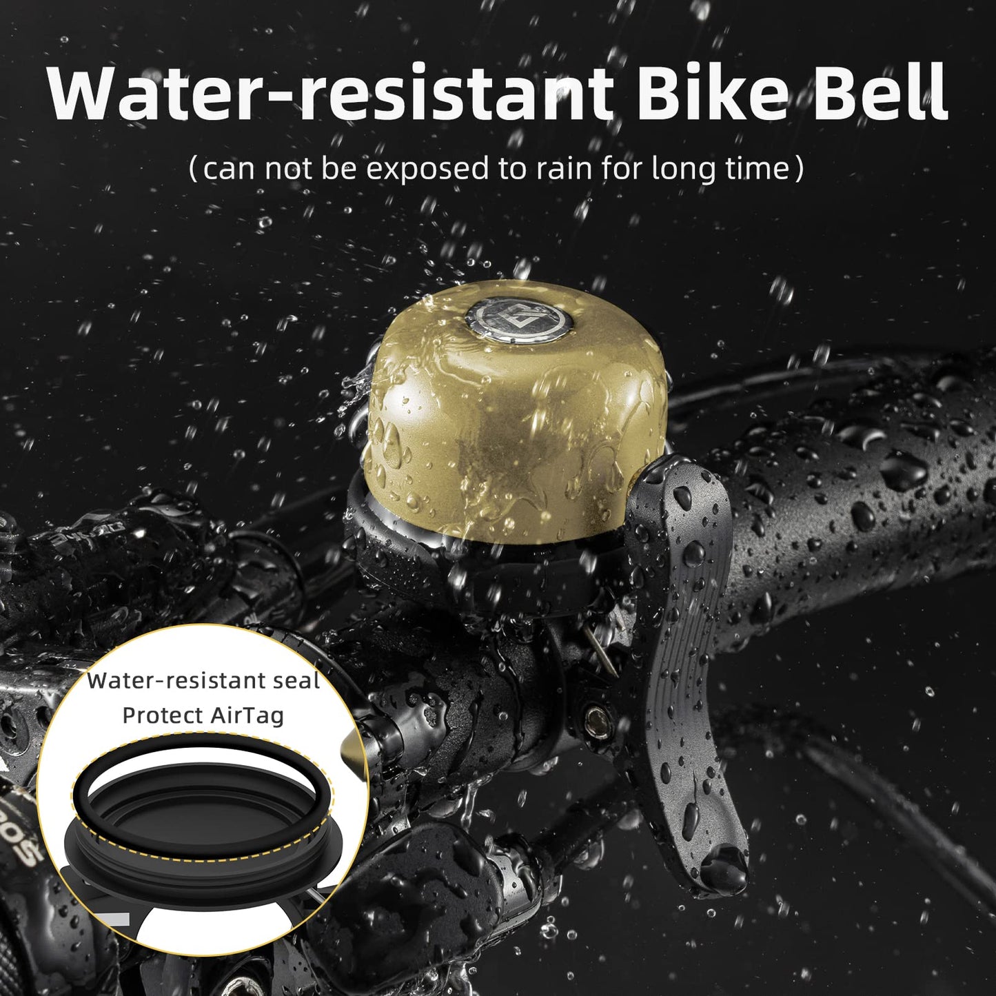 ROCKBROS Hidden AirTag Bike Bell, Anti-Theft GPS Tracker for 0.87"/22.2mm, 1"/25.4mm, 1.25"/31.8mm Handlebars