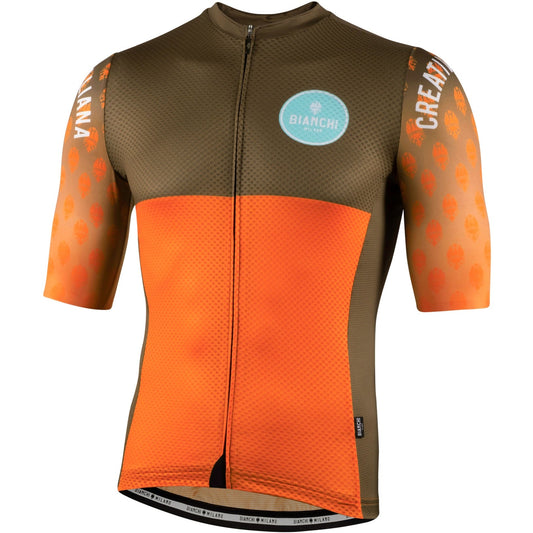 Bianchi Milano Tirano Men's Cycling Jersey (Orange / Olive Green) M, L, XL, 2XL, 3XL