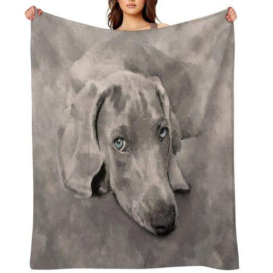 Weimaraner Dog Mixed Media Throw Blanket