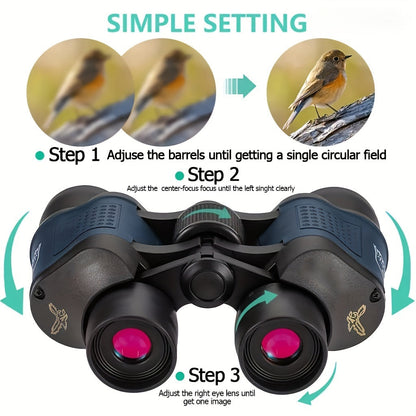 Binoculars For Adults High Power,60x60 With Low Light Night Vision Waterproof Binoculars Watching Outdoor Sports Concerts Binoculars For Bird Watching Professional