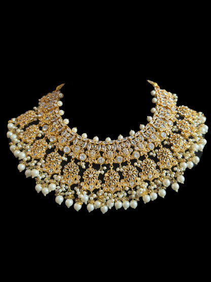 BR477 JIMENA bridal set in zircon and pearls ( SHIPS IN 4 WEEKS )
