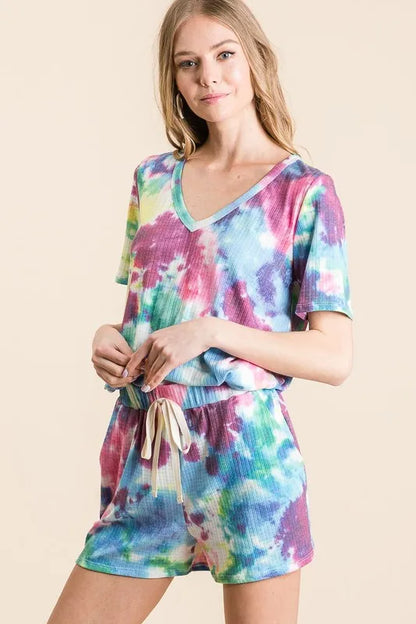 BiBi Tie Dye French Terry Casual Shorts