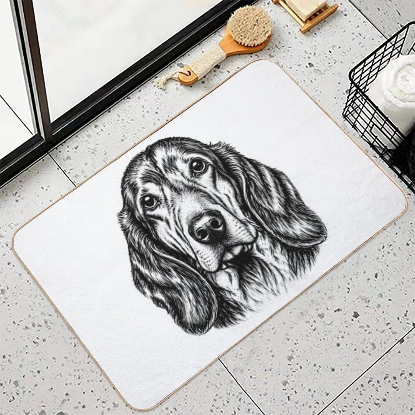 Basset Hound  Repositionable Bath Mat