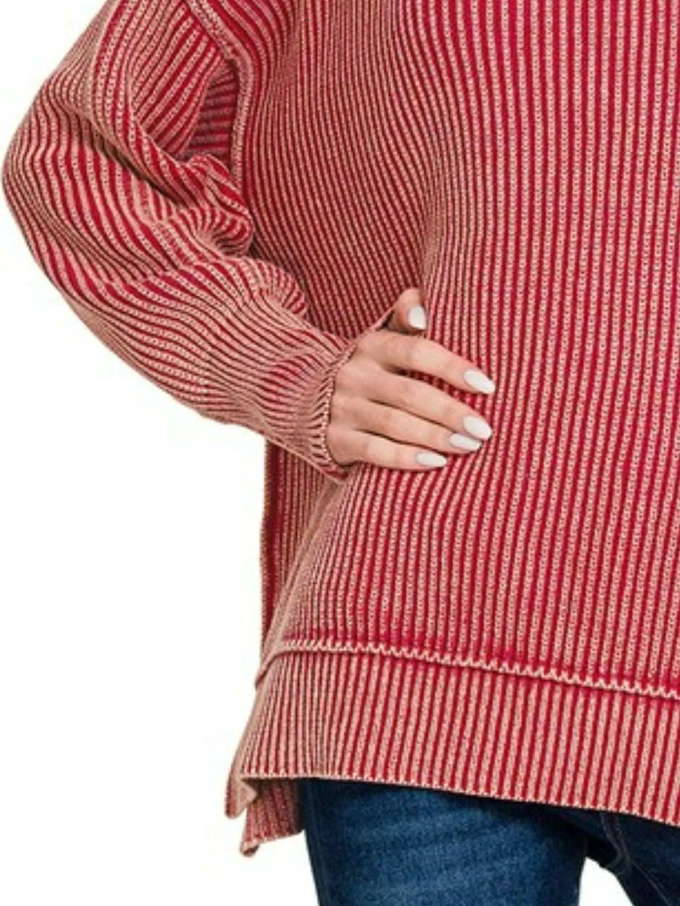 Washed Side Slit Oversized Sweater