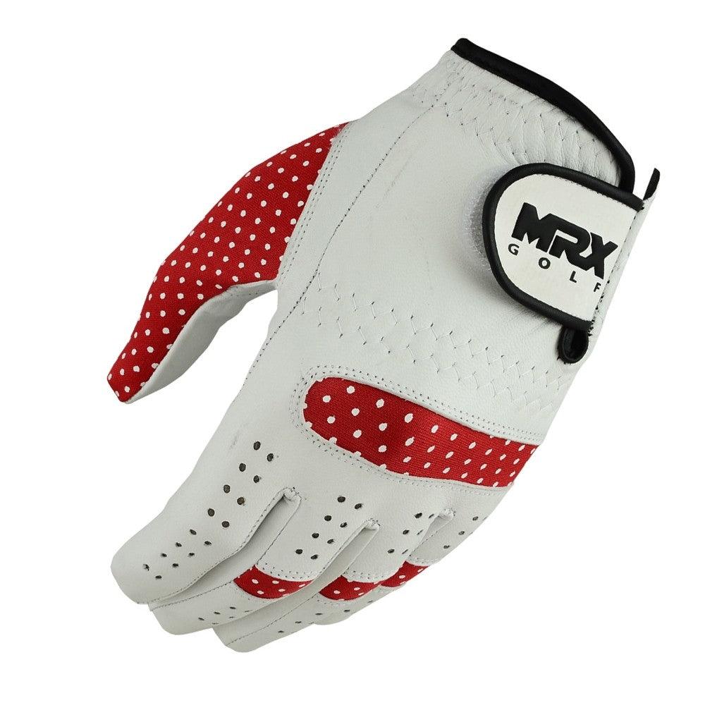 New Women's Golf Gloves Left Hand Cabretta Leather White Red