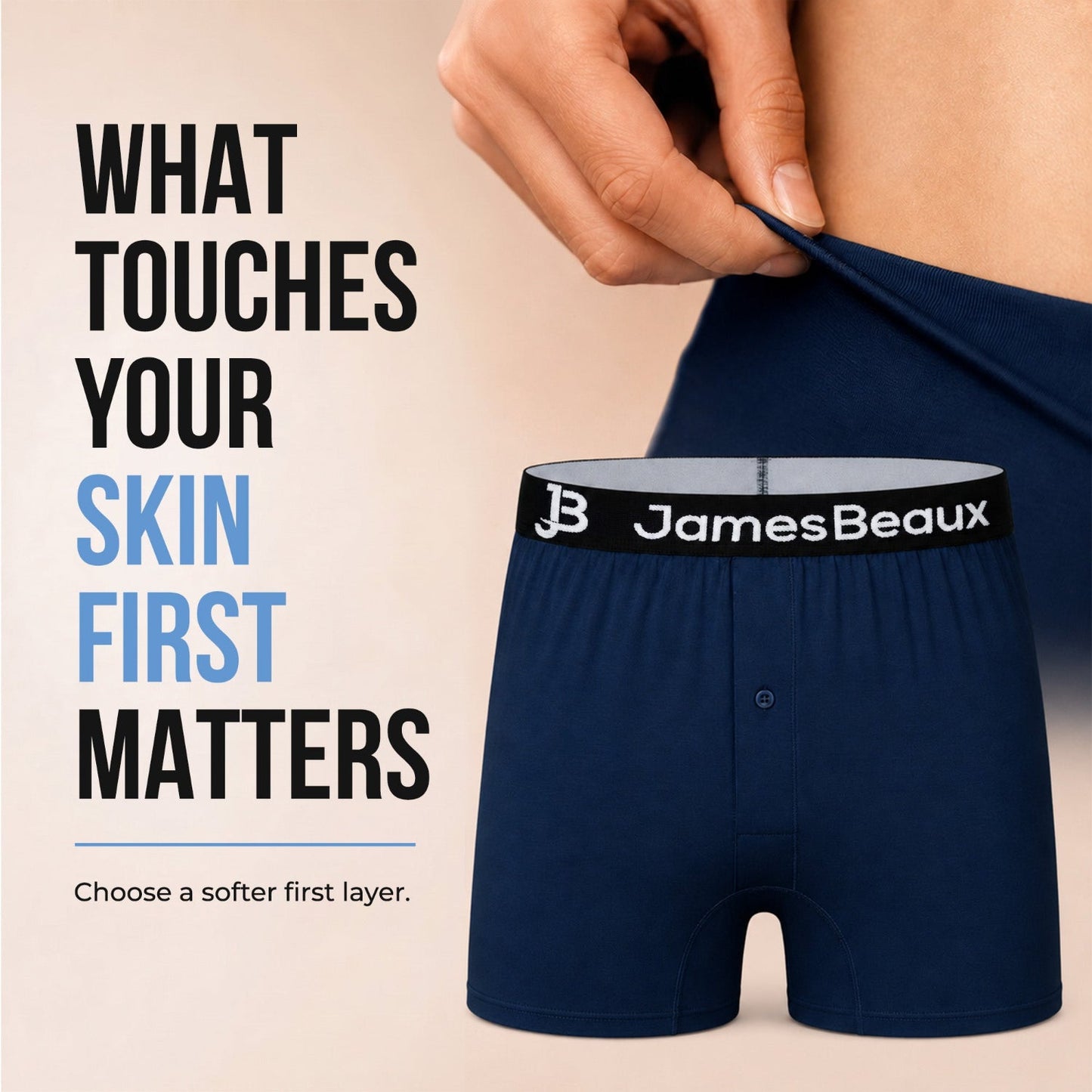 Men's Bamboo Boxer Shorts - Anti-Chafe & Breathable Underwear (Navy)