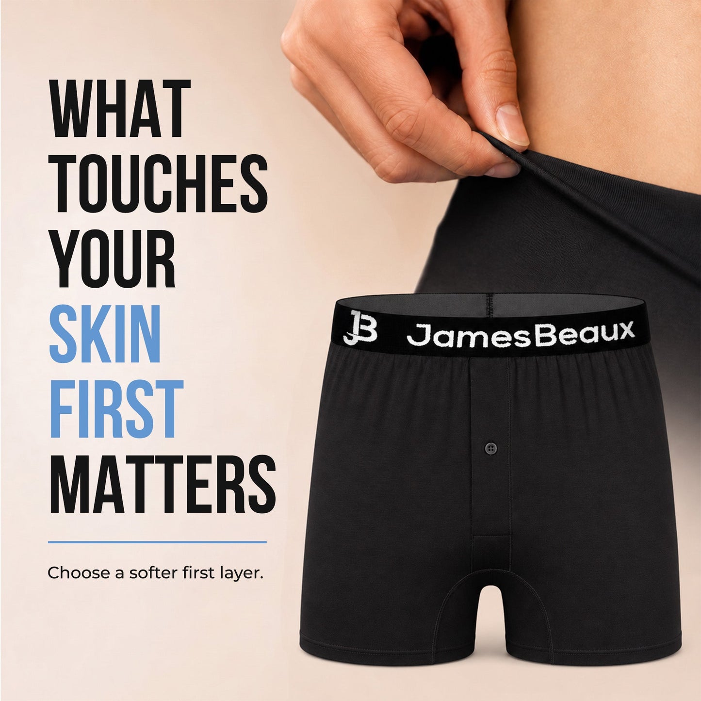 Men's Bamboo Boxer Shorts - Ultra-Soft & Breathable Underwear (Black)