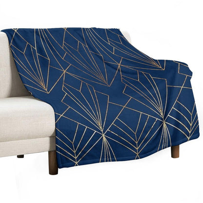 Art Deco in Navy Blue - Large Scale Throw Blanket