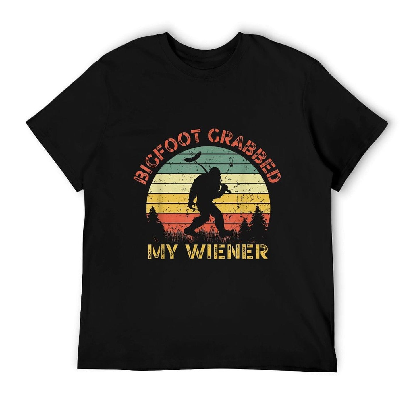 Funny Retro Bigfoot, Bigfoot Grabbed My Wiener Design T-Shirt