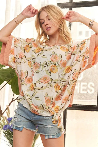ADORA Tie Floral Tunic Top | Sybaritic Boutique