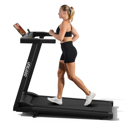 DeerRun All-New 2026 A1 Pro Move+ Smart Foldable Treadmill with 6% Incline & NFC | 350Lbs, 10mph, Black