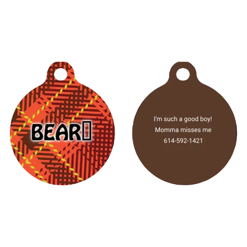 Red Kilt Plaid HD Dog ID Tag