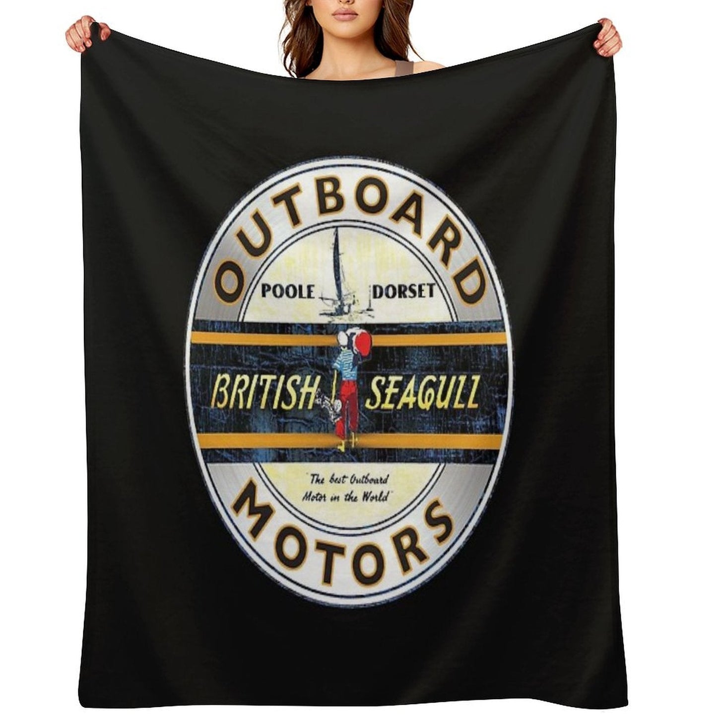 British Seagull Outboard Motors UK Sticker Throw Blanket